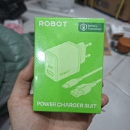 Robot type c Charger 2 usb port and type c 2.4 A