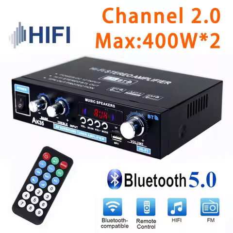 HiFi Digital Amplifier AK35 Bluetooth Amplifiers MP3 Channel 2.0 Sound Amplifier AMP Support 110V-24