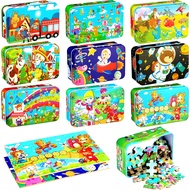 Libima 9 Boxes Party Favors Jigsaw Puzzles in a Metal Box for Age of 4-8, Wooden Puzzle for Ages 4-8