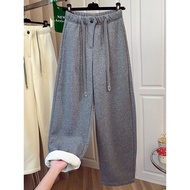 Fleece Drawstring Sweatpants - Women's Winter Loose Fit Athleisure