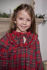 Dolly Dress (Tartan/White Bow)