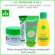 Liz Skincare Paket 4 in 1 Flek Hitam Membandel dr listiani Night Whitening Cream / Liz Skincare Day