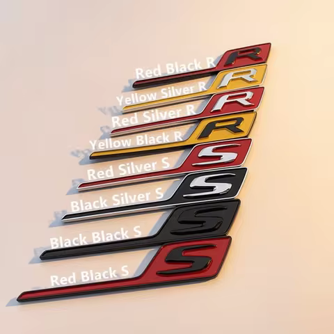 Car Styling New Long S R Letter Trunk Emblem Logo Badge Sticker For GTR GTS C63S E63S GLC63S GLE63S