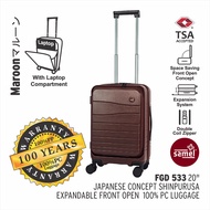 SAMEL 20" FGD 533 JAPANESES CONCEPT SHINPURUSA PREMIUM EXPANDABLE FRONT OPEN 100% PC LUGGAGE