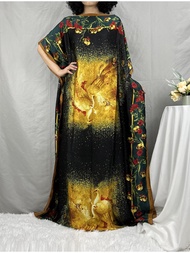 New Africa Fashion Printed Dashiki Silk Kaftan Maxi Dresses Loose Summer Beach Bohemian Kaftan Long