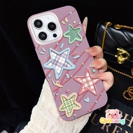 Plaid Star Glitter IMD Phone Cover For Samsung Galaxy S25 S24 S23 S22 S21 Plus Ultra FE + A15 M15 F1
