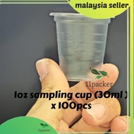 [100 pcs] 30ml (1 oz.) Plastic Sampling Cup/ Clear Sampling Cup/Drink Testing Cup