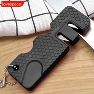 LOVESPACE Portable Outdoor Ceramic Sharpener with Keychain 2-Stage Manual Sharpening Stone for Campi