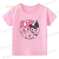 Kid T Shirt For girls summer Short Sleeve baby Clothes Kawaii hello kitty kuromi clothes girl T-shir