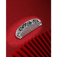 National Trendy Palace Style S999 Sterling Silver Hair Comb Solid Handmade Pure Silver Comb Flower E