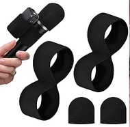 2 PCS Handheld Microphone Elastic Adapter Sleeves with Disposable Windscreens, Compatible with DJI M