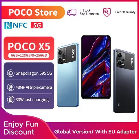 POCO X5 5G Smartphone 128GB/256GB 6.67"120Hz AMOLED DotDisplay Snapdragon 695 Octa Core NFC 33W 5000