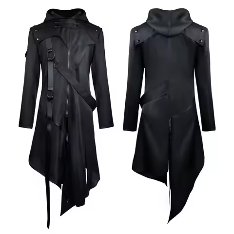 Adults Steampunk Trench Coat Gothic Jacket Vintage Medieval Renaissance Plague Doctor Bird Mask Hall