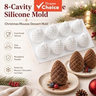 8-Cavity 3D Pinecone Silicone Mold for Christmas Cake, Jelly, Chocolate, Soap, Candle, and Bath Bomb