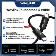WAVLINK Thunderbolt 5 compatible cable with TB4/3/USB4/3, 120Gbps data transfer USB-C cable, support