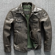 Uncoated Retro Japanese Style First Layer Goat Leather Full Vegetable Tanned Clothing Heavy Wash Men