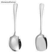 thewoodfamer Thicken Kitchen Dinner Dish Soup Rice Western Restaurant Bar Public Spoon Large Stainless Steel Round Head Buffet Serving Spoon EN