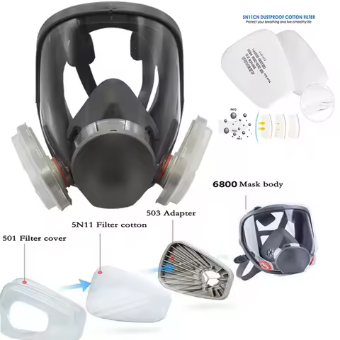 7-25 in1 6800 Dust Mask Full Face With 503 5N11 Particle Filters Set For Industrial Labor Dust Paint