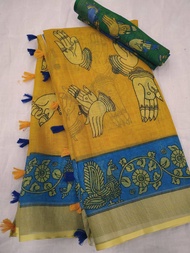 [PRO ORDER] Womens Beautiful Flower or Kalamkari Pure Linen Cotton | Digital Print | Wedding Daily S