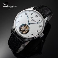 Sugess 2021 Luxury Tourbillon Men Watch Mechanical Hand Wind Seagull ST8230 Movement Ceramic Dial Crocodile Strap Christmas Gift