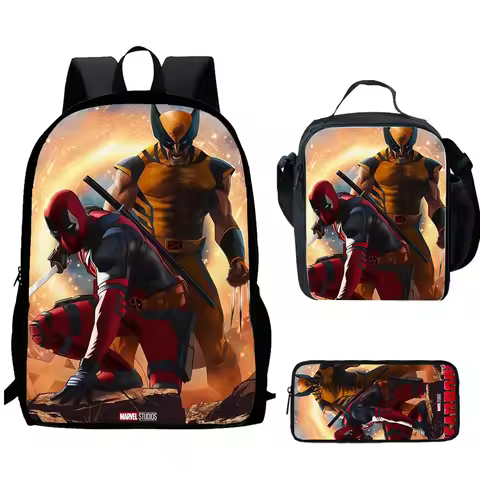 Classic Popular D-Deadpool W-Wolverine Print 1/3pcs/Set Student School Bags Laptop Daypack Backpack 