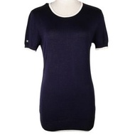 二手 CHANEL 短袖針織衫，96P P06382，棉質，法國製造，1996 年，海軍藍，女士款。