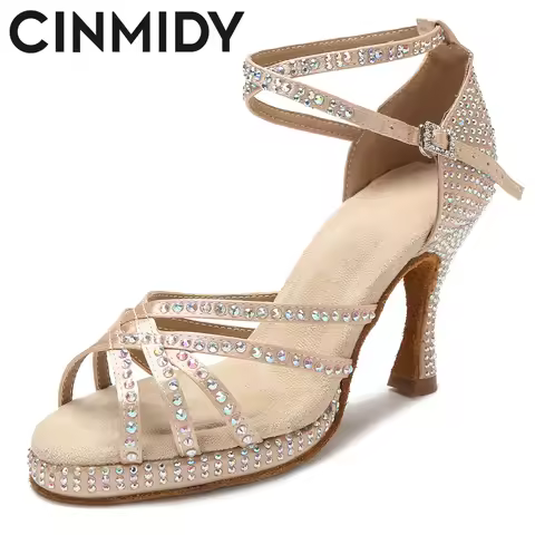 Woman Latin Dance Shoes Ballroom Dancing Shoes Tango High Heels Dance Shoes Waterproof Platform Danc