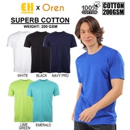 【Superb】 Cotton Short Sleeve Round neck Plain T-Shirt - WHITE/BLACK/NAVY PRO/LIME GREEN/EMERALD【Oren Sport】CT71