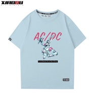 👕🎁🎀JOJO s Bizarre Adventure อะนิเมะรอบคอเสื้อยืด Araki Fei Lu Yanda President D4C ผู้ชายหลวมแขนสั้น