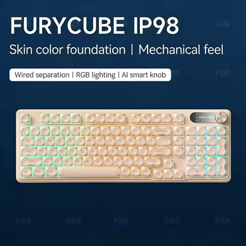 FURYCUBE IP98 Tri-model Foundation Liquid Keyboard Waterproof Membrane Mechanical Feel Translucent C