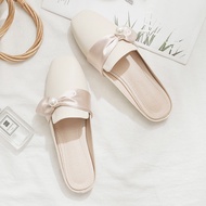 Ready Stock 35-43 New Style Large Size Women's Shoes Fashion Sweet Bow Baotou Half Slippers Women 42