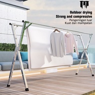 Foldable Extendable Stainless Steel Cloth Hanger Drying Rack double pole hanger Rak Besi Lipat Jemur