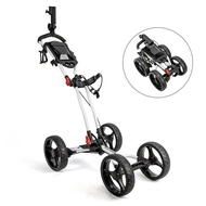 Light Weight Folding Golf Trolley 4-Wheel Push Cart with Modern Mounts for Golfers