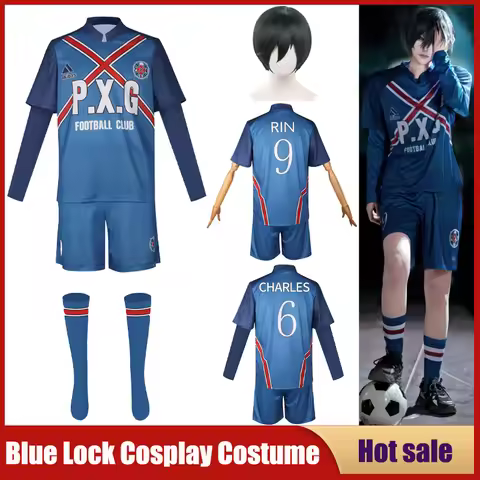 Anime Blue Lock NO.9 Rin Itoshi Cosplay Costume P.X.G T-shirt Shorts Wig Football Jersey Charles Kar