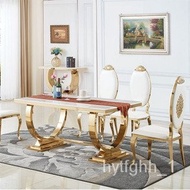 Stainless Steel Dining Table Marble Dining Table Villa Living Room Table Large Dining Room