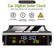 BEAUTYSTARTING Solar Car Digital Clock LCD Time Date Temperature Display Outdoor Car Part Decoration