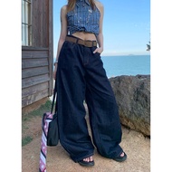 ZHIZOU ผู้หญิงสีฟ้ากางเกงยีนส์ Baggy Vintage Oversize เอวสูงกางเกงคาวบอย Harajuku Denim กางเกง 90s Y