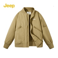 JEEP SPIRIT 1941 ESTD กระเป๋าของผู้ชายเสื้อผ้าซิปใส่ทำงานกลางแจ้งเรียบง่าย Jaket Baseball