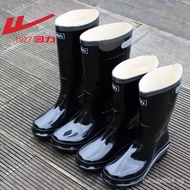 Rain Boots Thickened Men's Short Waterproof Shoe Cover Construction Site Kitchen Rubber Shoes Mid-High Tube Fleece-Lined Rain Boots Women Rubber Boots