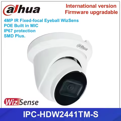 Original DH-IPC-HDW2441TM-S 4MP IR Fixed-focal Built in MIC Eyeball WizSense Network Surveillance PO