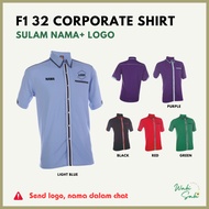 Baju Korporat Nama + Logo Light Blue F1 3210 Oren Sport Sulam