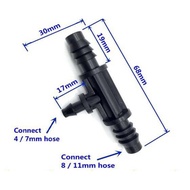 Tee Connector Branch Connector 8 x 11 mm to 4 x 7 mm