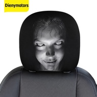 2Pcs Breathable Ghost Face Headrest Covers with Spooky Print for Car Seat Protection Auto SUV Truck 