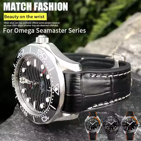 19mm 20mm 21mm 22mm Rubber Nylon Leather Watchband Fit for Omega Seamaster Diver 300 Planet Ocean 60