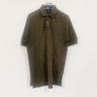 Ralph Lauren POLO 短袖 polo 衫，帶刺繡標誌，ブラウン， M 碼，古著。
