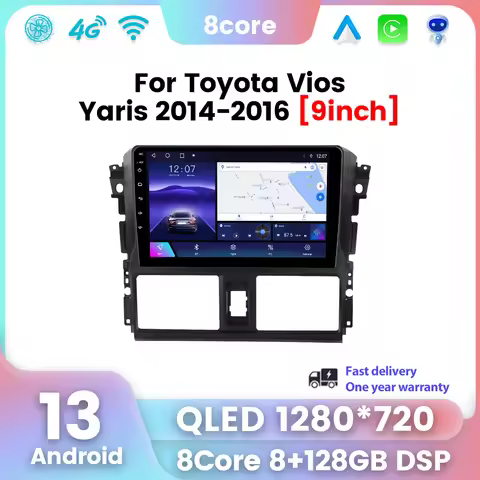 2Din Android 13 For Toyota Yaris Vios 2014 2015 2016 GPS Navigation Carplay Head Unit Autoradio Ster