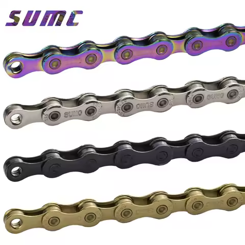 SUMC Bike Chain 9 10 1112 Speed 116/126 Links Gold, Silver, Rainbow,Black for Road /Gravel/Mountain 