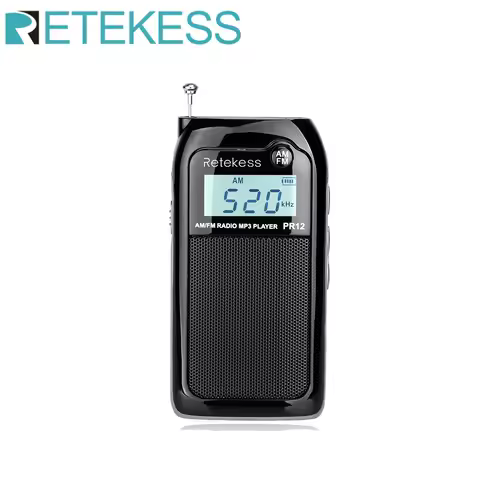 RETEKESS PR12 Radio FM AM Mini Pocket USB Radio Mp3 Portable Receiver Backlit Display Digital Stereo