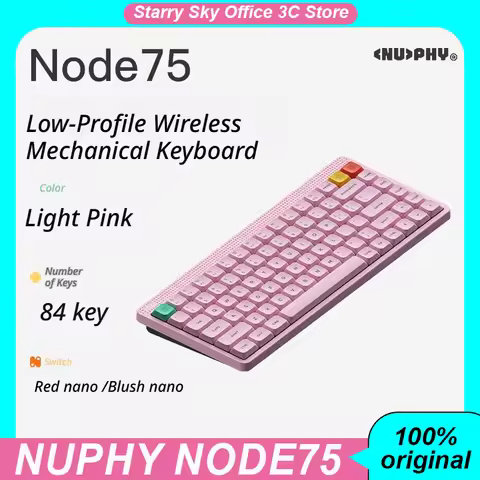 NuPhy Node75 Low-Profile Wireless Mechanical Keyboard Red nano Blush nano