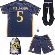 Madrid Away New Bellingham No #5 Kids Soccer Jersey Kit Shorts Socks Set Youth Sizes